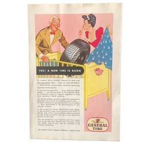 Vintage 1943 General Tire A New Tire is Born Ad Advertisement
